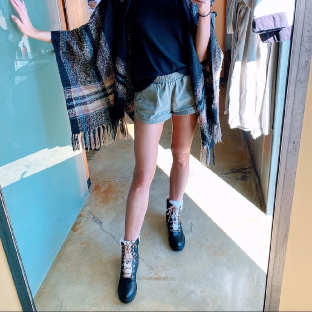 NEW IN BOX - sherpa leather combat booties